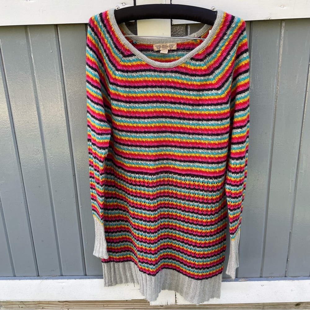 Vintage America Multicolor Striped Sweater Size L EUC